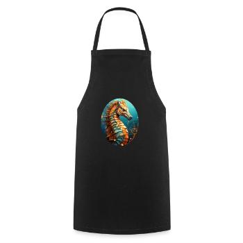 Sea horse - Cooking Apron - black - Front - AI Model Male 185 dark (185cm)