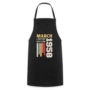 March 1958 - Birthday Gift March 1958 Anniv - Cooking Apron - black - Front - AI Model Male 185 dark (185cm)