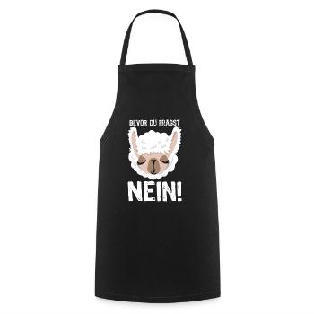 Bevor du fragst - Nein! - Lama - Spruch - Kochschürze - Schwarz - Vorne - AI Model Male 185 dark (185cm)