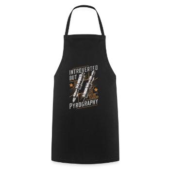 Introverti mais prêt à discuter de pyrogravure - Tablier de cuisine - noir - Devant - AI Model Male 185 dark (185cm)