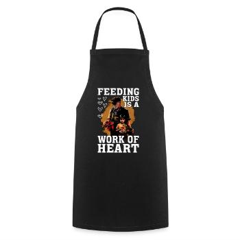 Feeding Kids Is A Work Of Heart 6 - Cooking Apron - black - Front - AI Model Male 185 dark (185cm)