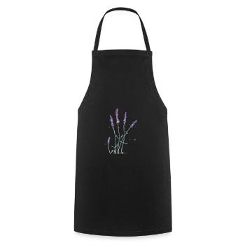 Lavender flowers watercolor - Cooking Apron - black - Front - AI Model Male 185 dark (185cm)