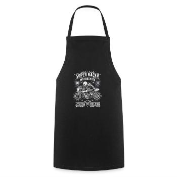 Super Racer Motorcycle live free ride hard - Cooking Apron - black - Front - AI Model Male 185 dark (185cm)
