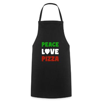 PEACE LOVE PIZZA - Kochschürze - Schwarz - Vorne - AI Model Male 185 dark (185cm)