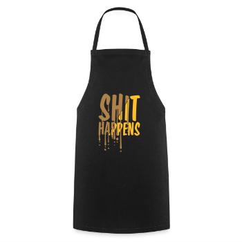 Drops Shit happens Citation - Tablier de cuisine - noir - Devant - AI Model Male 185 dark (185cm)