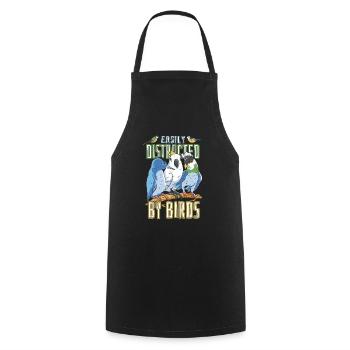 Easily Distracted By Birds Birding Birdwatching - Cooking Apron - black - Front - AI Model Male 185 dark (185cm)