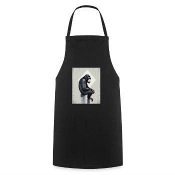 Chimpanzee Street Art Graffiti in Square Primate - Cooking Apron - black - Front - AI Model Male 185 dark (185cm)