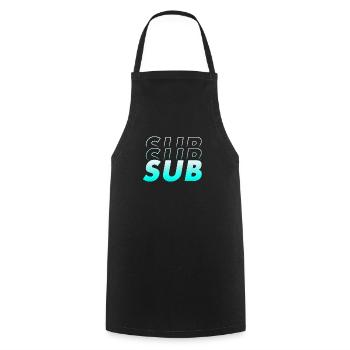SUB - devot - leutend blau Verlaufseffekt - Kochschürze - Schwarz - Vorne - AI Model Male 185 dark (185cm)