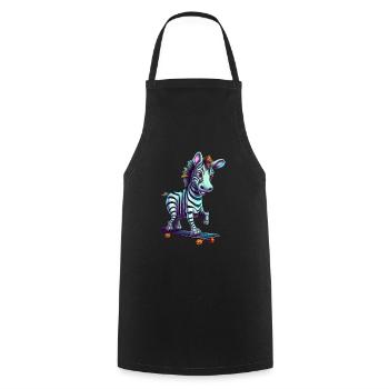 Skateboarder Zebra: Kawaii on the board - Cooking Apron - black - Front - AI Model Male 185 dark (185cm)