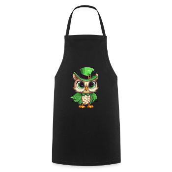 Süße Comic Eule St. Patricks Day Design - Kochschürze - Schwarz - Vorne - AI Model Male 185 dark (185cm)