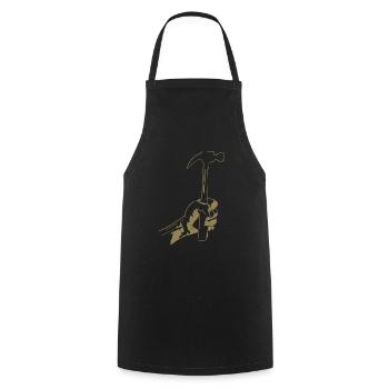 Zimmerer Hammer Silhouette Minimalist - Cooking Apron - black - Front - AI Model Male 185 dark (185cm)