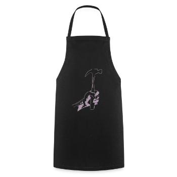 Zimmerer Hammer Silhouette Minimalist - Cooking Apron - black - Front - AI Model Male 185 dark (185cm)