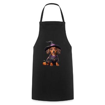 Sorcière teckel avec chapeau de sorcière Halloween Teckel - Tablier de cuisine - noir - Devant - AI Model Male 185 dark (185cm)