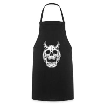Skull Skull Horror Skeleton Halloween Metal - Cooking Apron - black - Front - AI Model Male 185 dark (185cm)