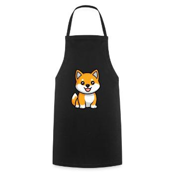 Shiba Inu Dog Cute - Cooking Apron - black - Front - AI Model Male 185 dark (185cm)