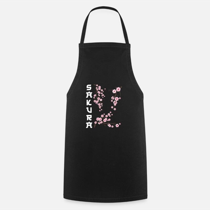 Japanische Kirschblüte Sakura - Kochschürze - Schwarz