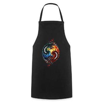 Yin Yang Drache - Kochschürze - Schwarz - Vorne - AI Model Male 185 dark (185cm)