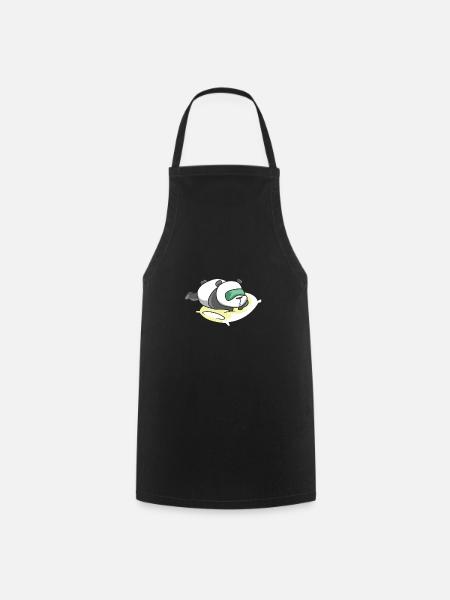 A big white panda is sleeping. - Cooking Apron - black