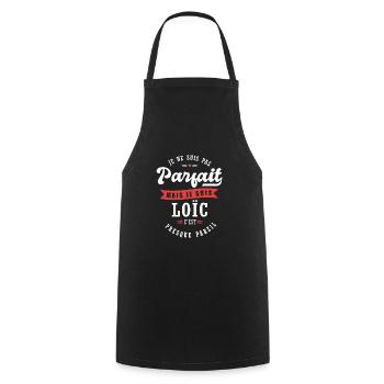 Loïc Parfait Cadeau prenom loïc - Tablier de cuisine - noir - Devant - AI Model Male 185 dark (185cm)