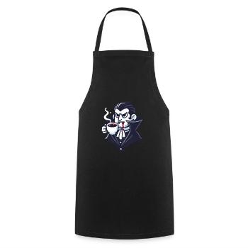 Dracula Kaffee Zeit Cartoon Design - Kochschürze - Schwarz - Vorne - AI Model Male 185 dark (185cm)