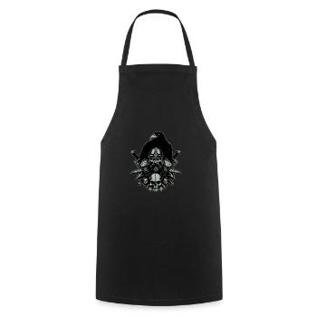 Portrait viking avec un grand corbeau et des épées - Tablier de cuisine - noir - Devant - AI Model Male 185 dark (185cm)