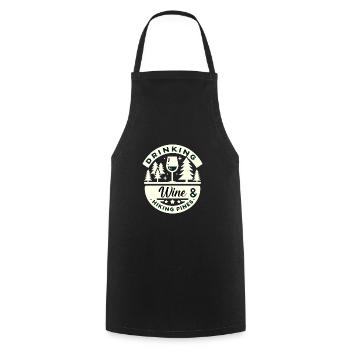 Weintrinken und Kiefernwandern - Kochschürze - Schwarz - Vorne - AI Model Male 185 dark (185cm)