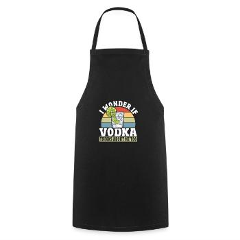 Ich frage mich, ob Vodka auch an mich denkt - Kochschürze - Schwarz - Vorne - AI Model Male 185 dark (185cm)