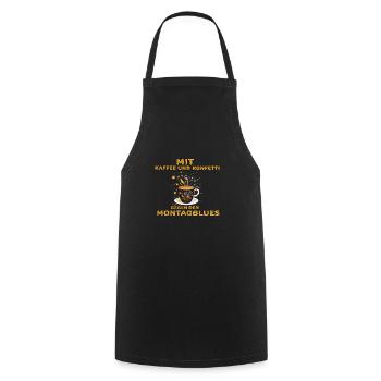 Mit Kaffee und Konfetti gegen den Montagblues - Kochschürze - Schwarz - Vorne - AI Model Male 185 dark (185cm)
