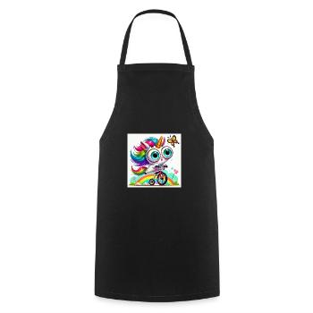 Funny unicorn on bike - Cooking Apron - black - Front - AI Model Male 185 dark (185cm)