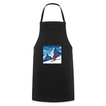Fun on the slopes: skiing in the most beautiful mountains - Cooking Apron - black - Front - AI Model Male 185 dark (185cm)