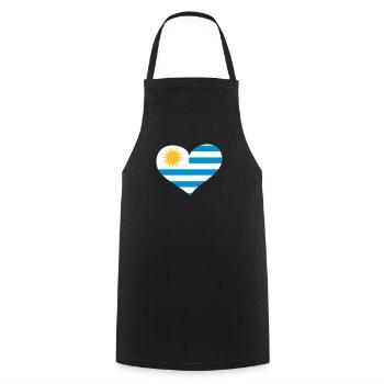 Uruguay Herz; Heart Uruguay - Tablier de cuisine - noir - Devant - AI Model Male 185 dark (185cm)