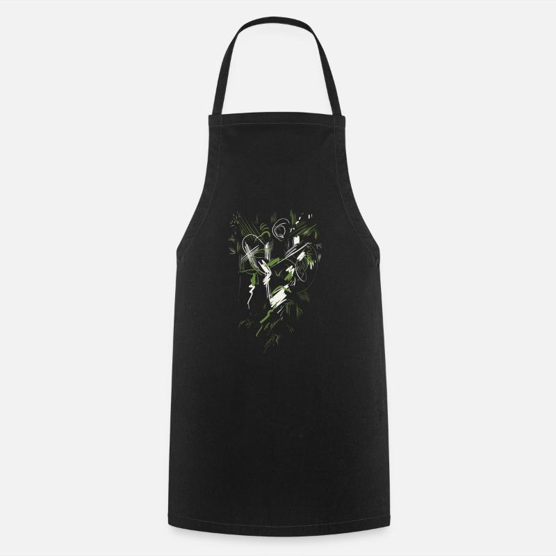 Abstrait vert blanc - Tablier de cuisine - noir