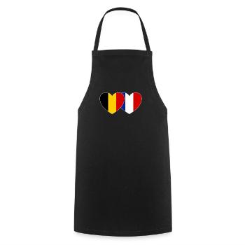 Belgique France Flag Coeur - Tablier de cuisine - noir - Devant - AI Model Male 185 dark (185cm)