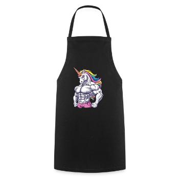 Licorne de gymnase - Tablier de cuisine - noir - Devant - AI Model Male 185 dark (185cm)