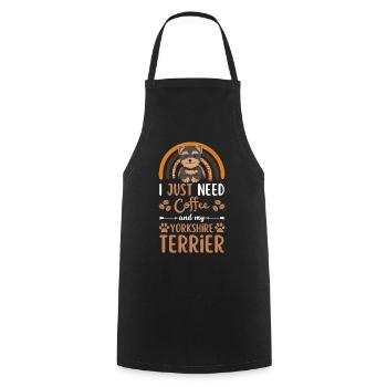 Süßer Yorkshire Terrier Hund Kaffee Cafe kawaii - Kochschürze - Schwarz - Vorne - AI Model Male 185 dark (185cm)