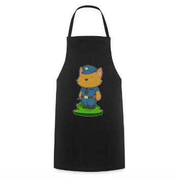 Cat Policier Microphone Police - Tablier de cuisine - noir - Devant - AI Model Male 185 dark (185cm)