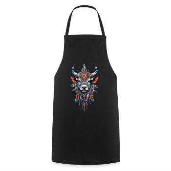 Kuh Krafttier Spirit Indianer & Mystik - Kochschürze - Schwarz - Vorne - AI Model Male 185 dark (185cm)
