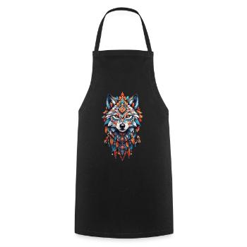 spirituel du loup Mandala et plumes indiennes - Tablier de cuisine - noir - Devant - AI Model Male 185 dark (185cm)