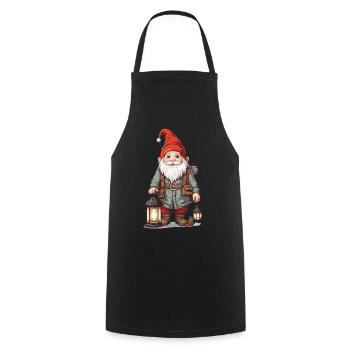 Gnome de Noël avec Gnome de Noël lumineux - Tablier de cuisine - noir - Devant - AI Model Male 185 dark (185cm)