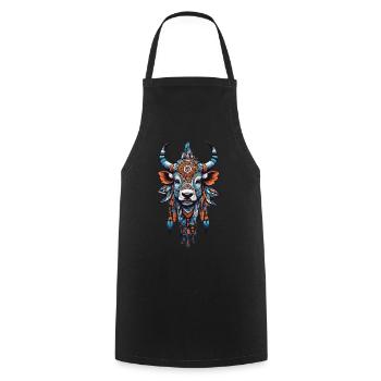 Indische Kuh Mandala Esoterik Spirit Design - Kochschürze - Schwarz - Vorne - AI Model Male 185 dark (185cm)