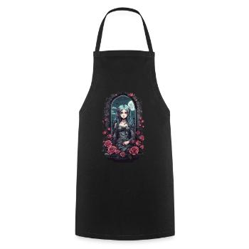 Kawaii Goth Anime E-Girl Design victorien - Tablier de cuisine - noir - Devant - AI Model Male 185 dark (185cm)
