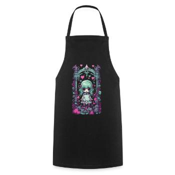 Kawaii Pastel Gothique Goth Fille Anime Design - Tablier de cuisine - noir - Devant - AI Model Male 185 dark (185cm)
