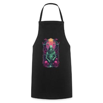 Cthulhu Gothic Vaporwave Halloween Design - Cooking Apron - black - Front - AI Model Male 185 dark (185cm)