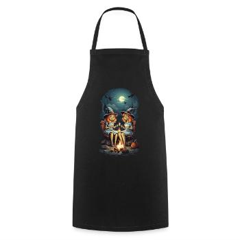 Drôles de sorcières épelent feu de camp Halloween Cartoon - Tablier de cuisine - noir - Devant - AI Model Male 185 dark (185cm)