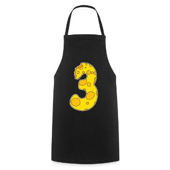 Number 3 - Three - Third - Cooking Apron - black - Front - AI Model Male 185 dark (185cm)