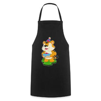 Gâteau d’anniversaire tigre - Tablier de cuisine - noir - Devant - AI Model Male 185 dark (185cm)