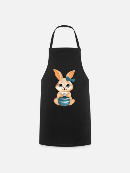 Cute Bunny – Cute Illustration - Cooking Apron - black