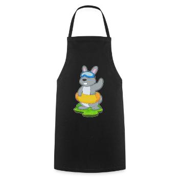 Bunny Swimming Swim Ring Summer - Cooking Apron - black - Front - AI Model Male 185 dark (185cm)
