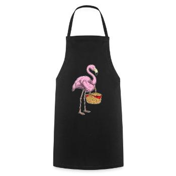 Flamingo Picknick Korb - Kochschürze - Schwarz - Vorne - AI Model Male 185 dark (185cm)