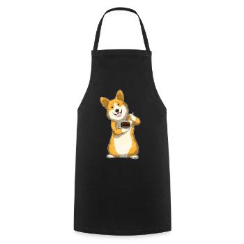 Corgi Kuchen - Kochschürze - Schwarz - Vorne - AI Model Male 185 dark (185cm)